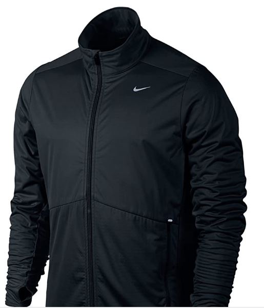 Nike Shield men’s running jacket with reflective details for night runs.